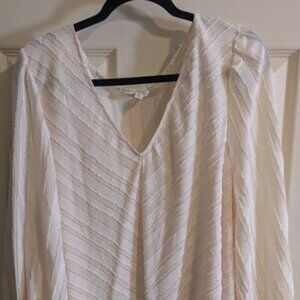 Perch by Blu-Pepper Womens Plus Size 3XL Ivory Long Sleeve Sheer Lined Blouse